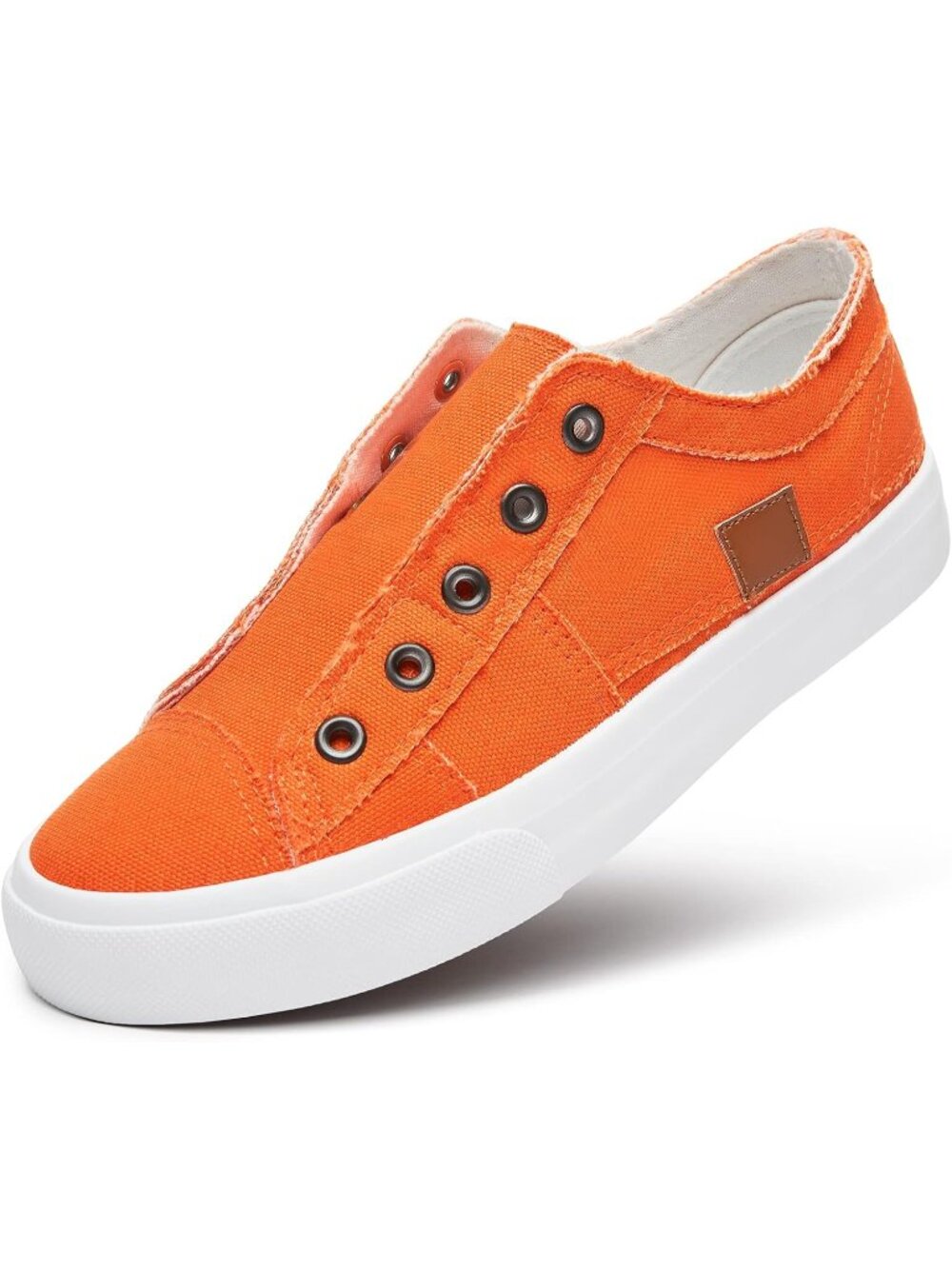 Womens Orange Canvas Slip On Canvas Sneakers Non Slip Casual Fashion Sneakers